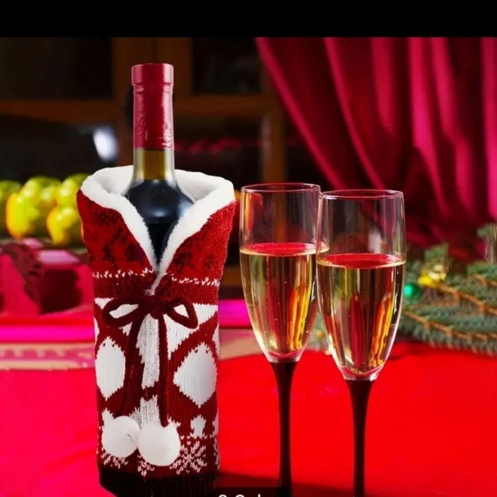 CUTE CozyFestive Quality Holiday Bottle Cover‎ Sleeve, SET of 2! Great Gifts.NEW - Picture 6 of 7